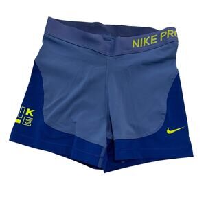Nike workout shorts colorful fitted sz M blue 2 tone w yellow detail biker‎ spin